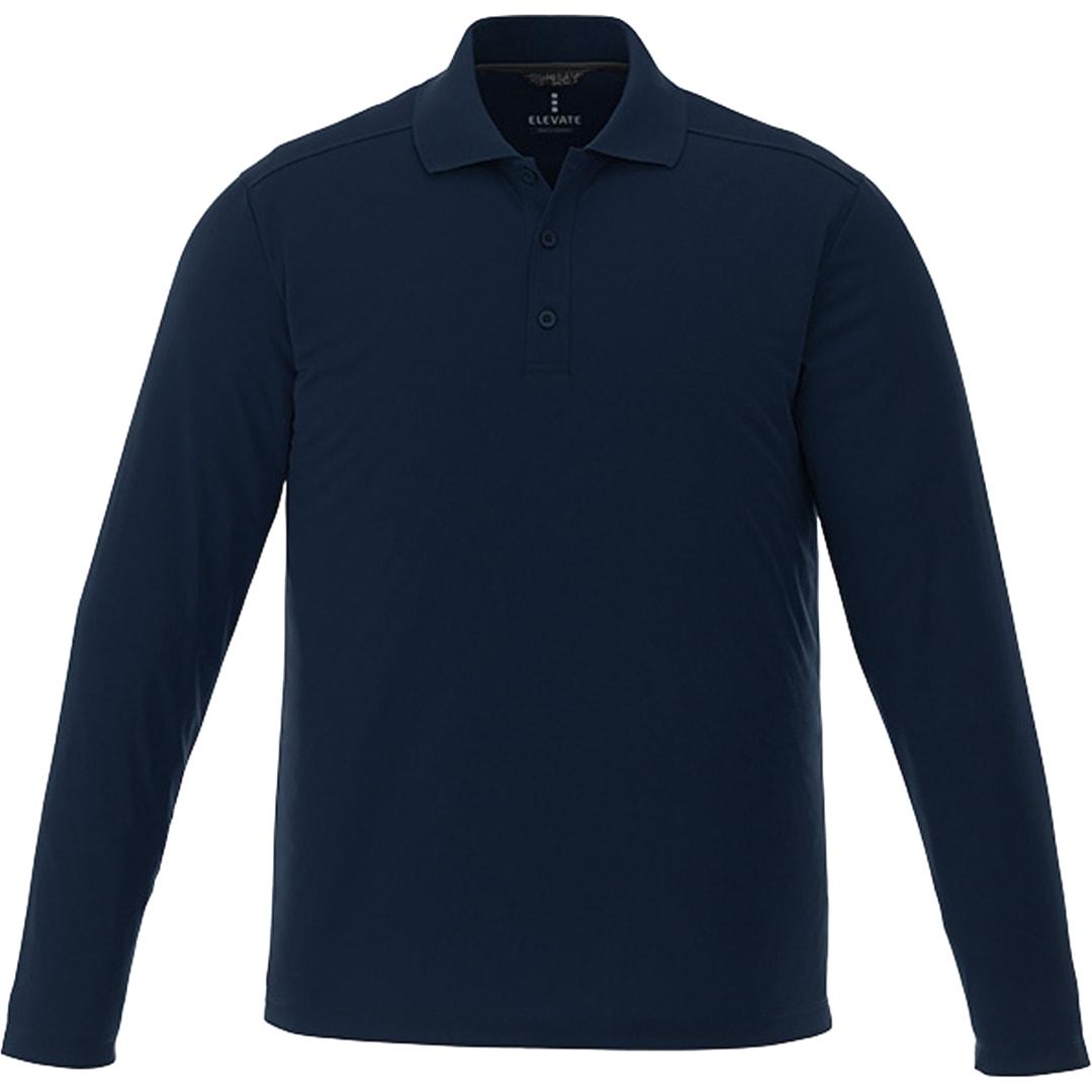 Mens mori long sleeve polo tall Navy Blue miniatura 3