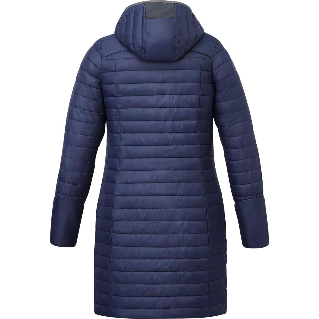 Womens silverton long packable insulated jacket Navy Blue front