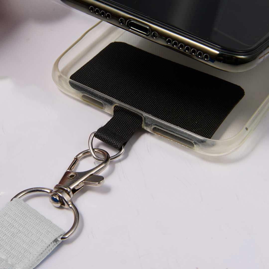 Adjustable recycled phone lanyard Black miniatura 28