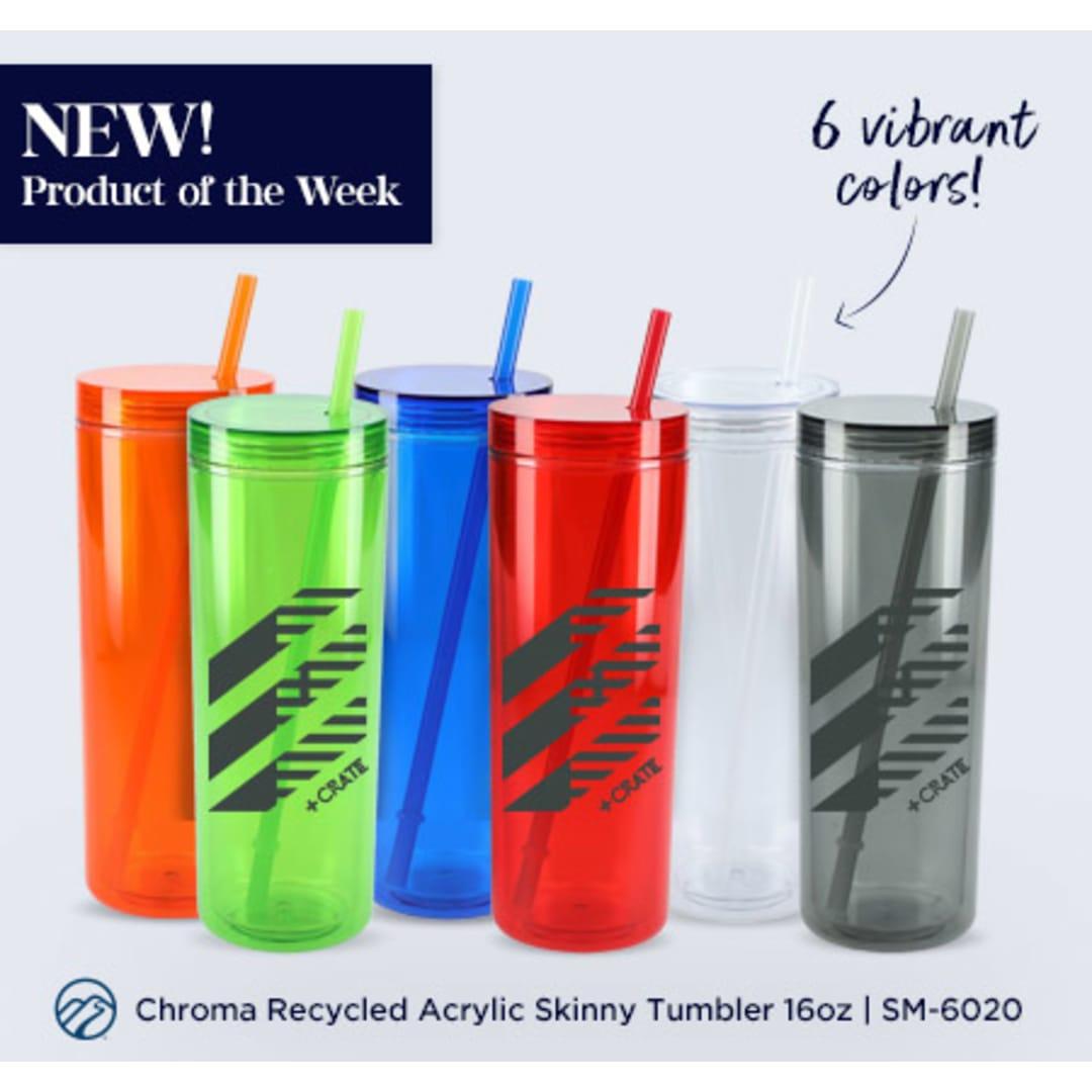 Chroma recycled acrylic straw tumbler 16oz Black miniatura 7