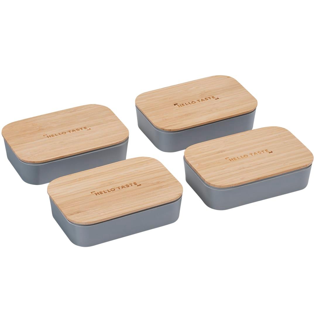 Bamboo fiber lunch box with cutting board lid Beige miniatura 21