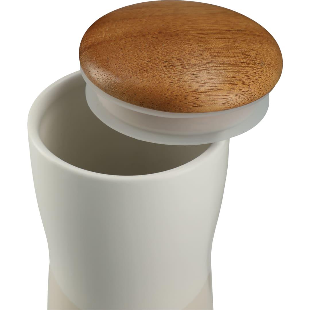 Reno double wall ceramic tumbler w/wood lid 10oz Black miniatura 8