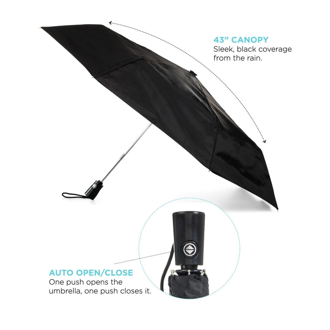 43 Totes® 3 section auto open/close umbrella Black front