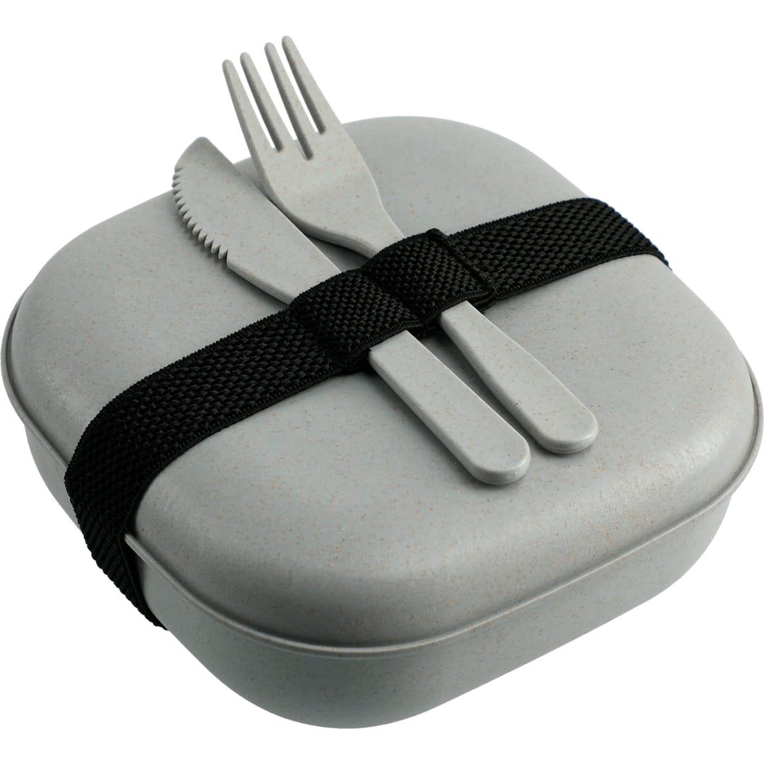 Wheat straw food storage with utensils Grey miniatura 5