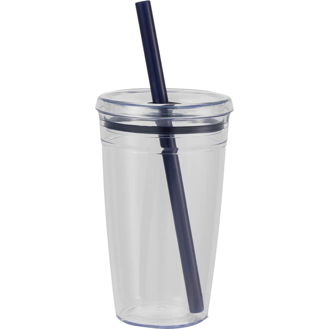 Anna recycled acrylic tumbler w/ straw 15oz Black miniatura 7