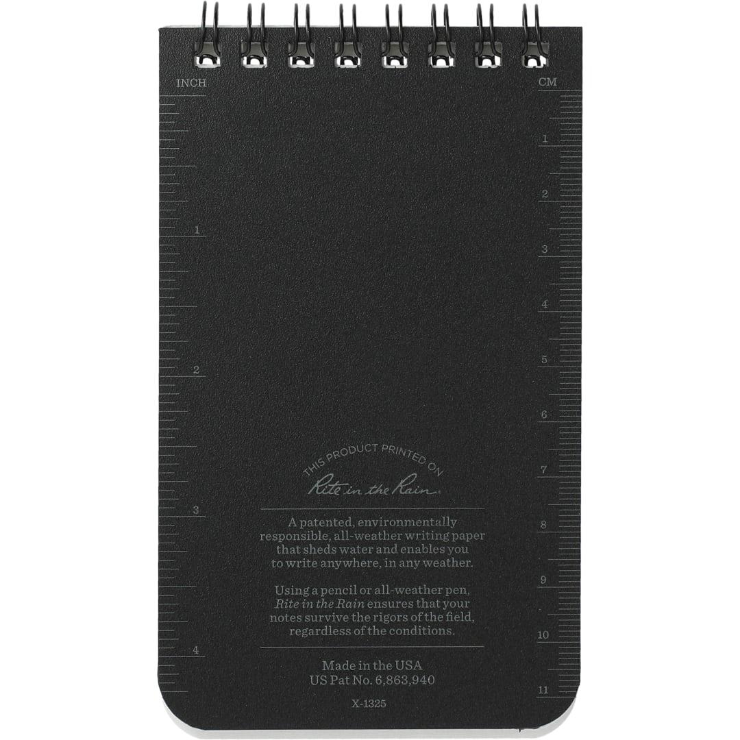 3 X 5 rite in the rain top spiral notebook Black miniatura 3