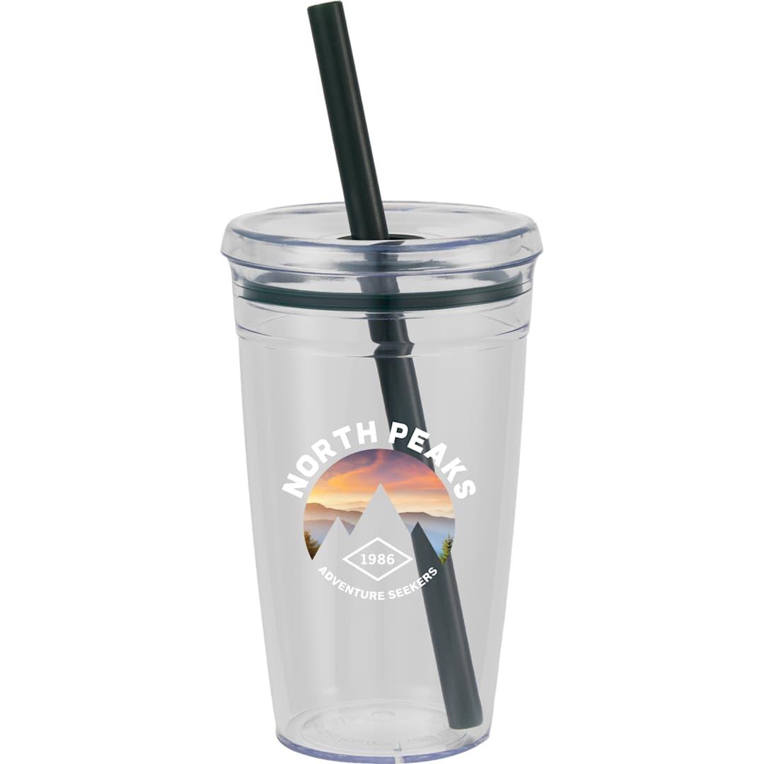 Anna recycled acrylic tumbler w/ straw 15oz Black miniatura 12