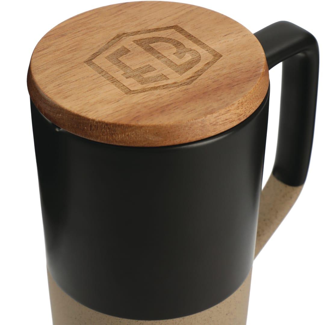 Tahoe tea & coffee ceramic mug with wood lid 16oz Black miniatura 7