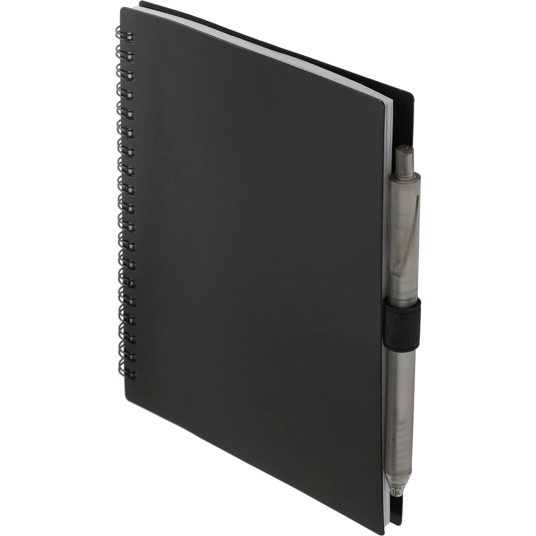Fsc® recycled 5.5 x 7 spiral notebook w/ rpet pe Black miniatura 2