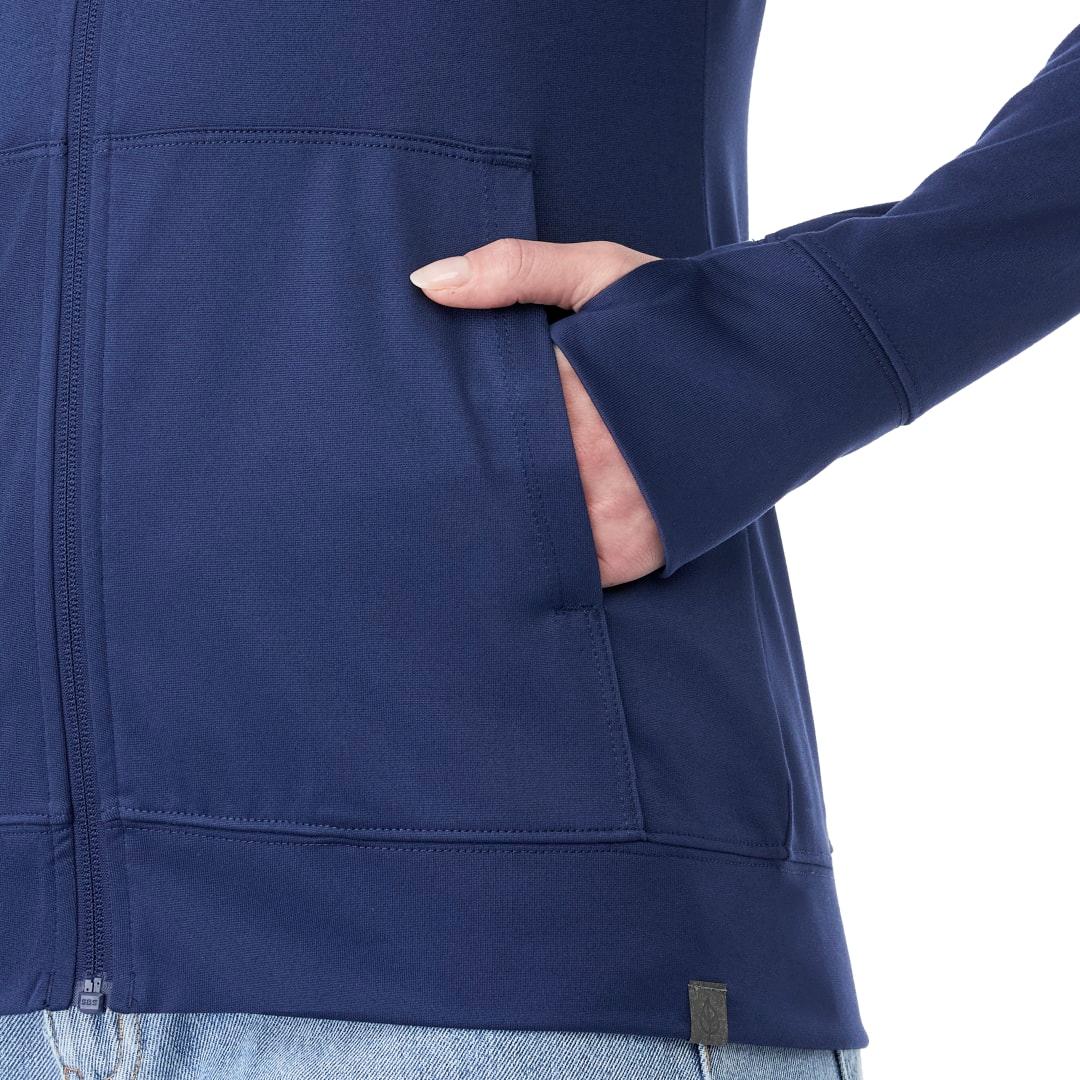Womens lavar eco knit full zip hoody Navy Blue front