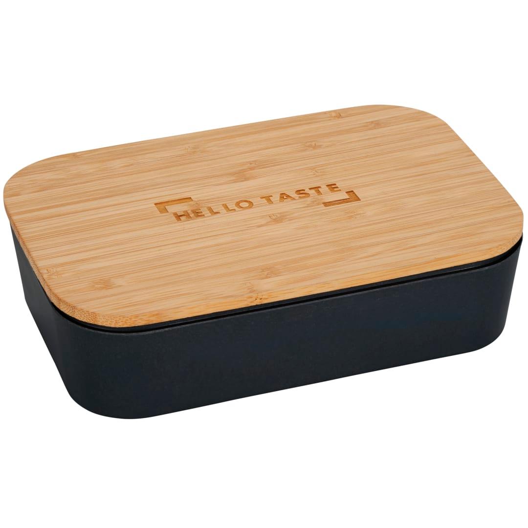 Bamboo fiber lunch box with cutting board lid Beige miniatura 18