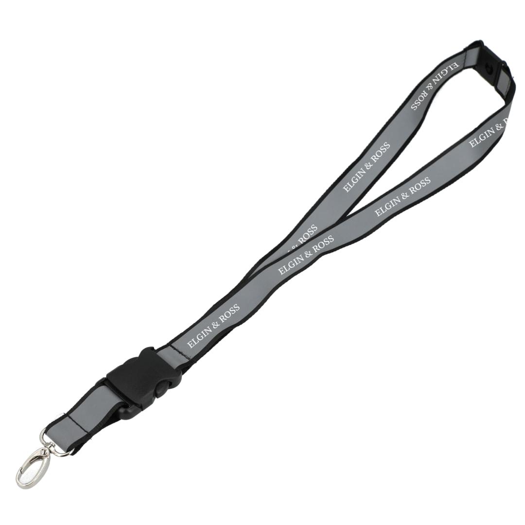 Recycled polyester reflective lanyard Black miniatura 5