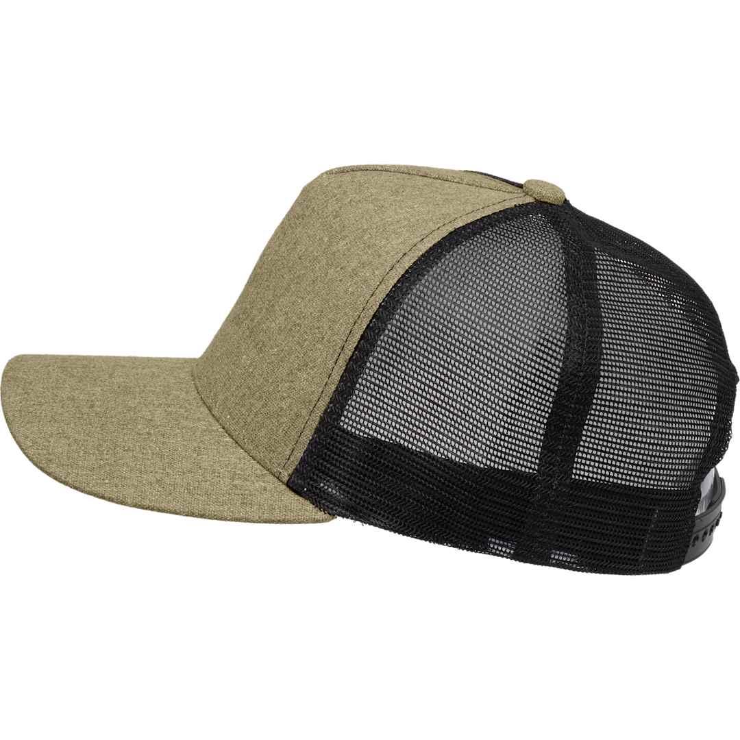 Recycled cotton canvas 5 panel mesh back ballcap Black front