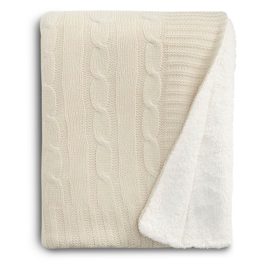 Field & co.® cable knit sherpa blanket Grey miniatura 9