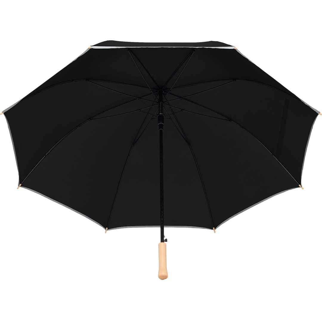 60 Auto open umbrella w/ reflective trim Black thumbnail 6