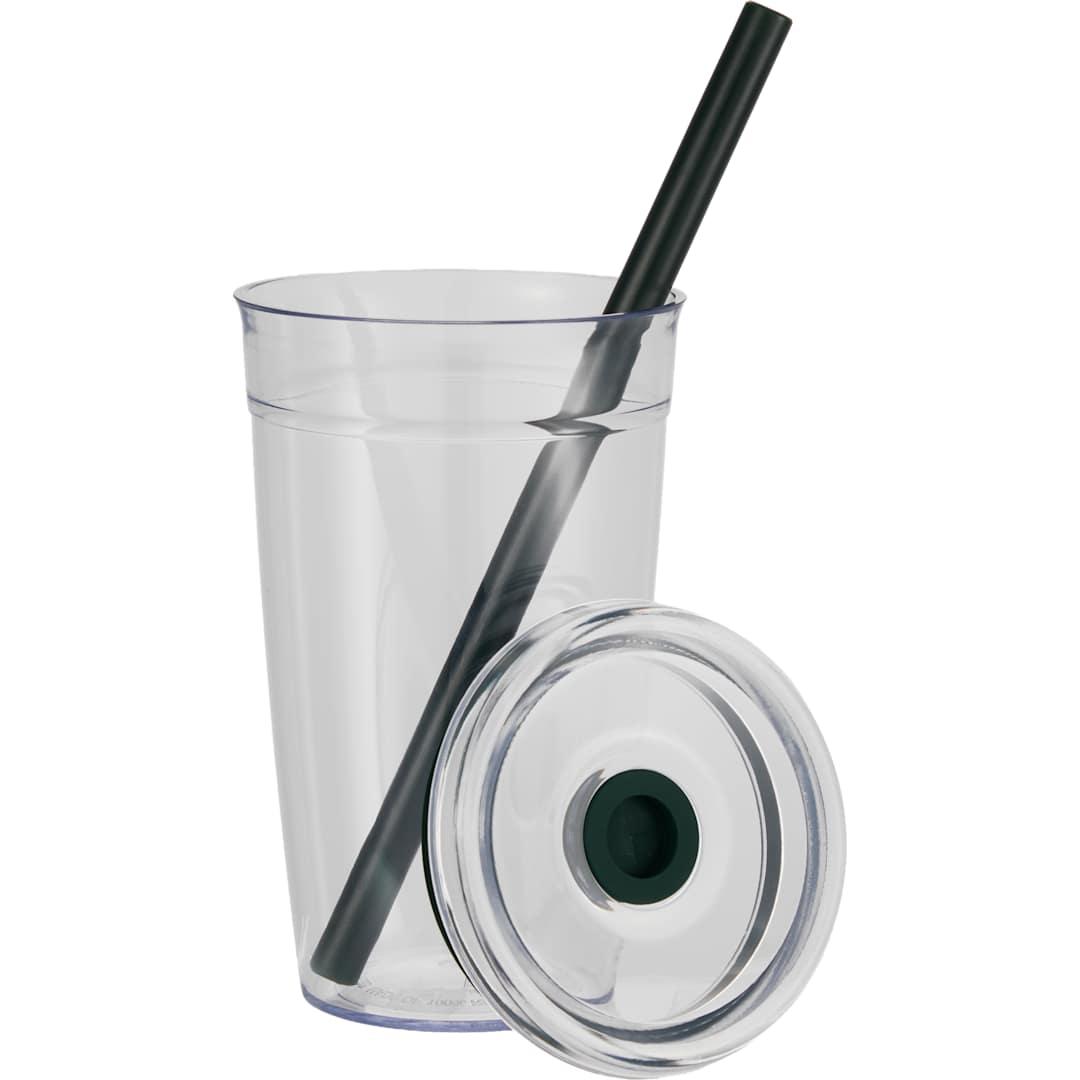 Anna recycled acrylic tumbler w/ straw 15oz Black miniatura 10