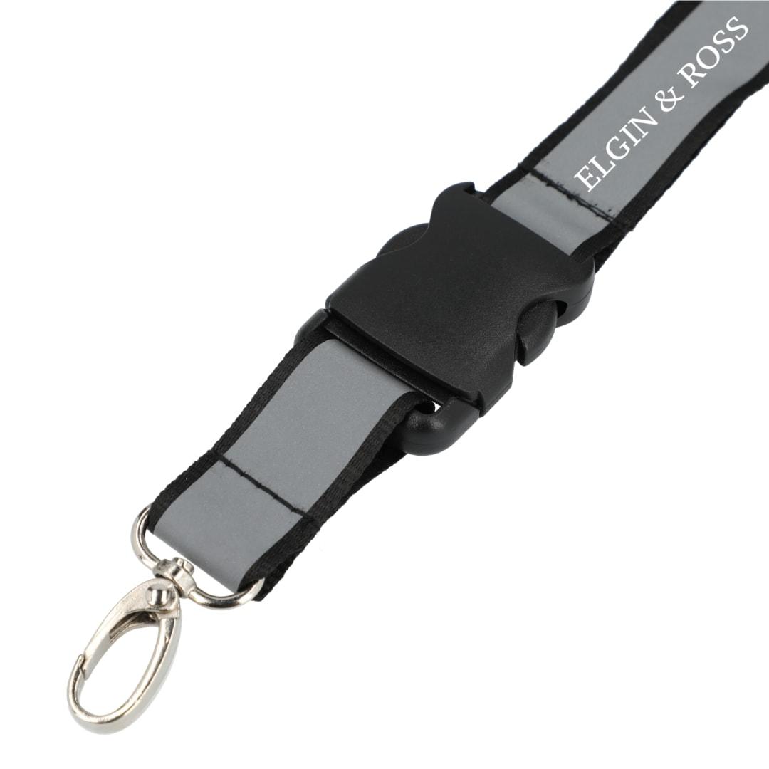 Recycled polyester reflective lanyard Black miniatura 6