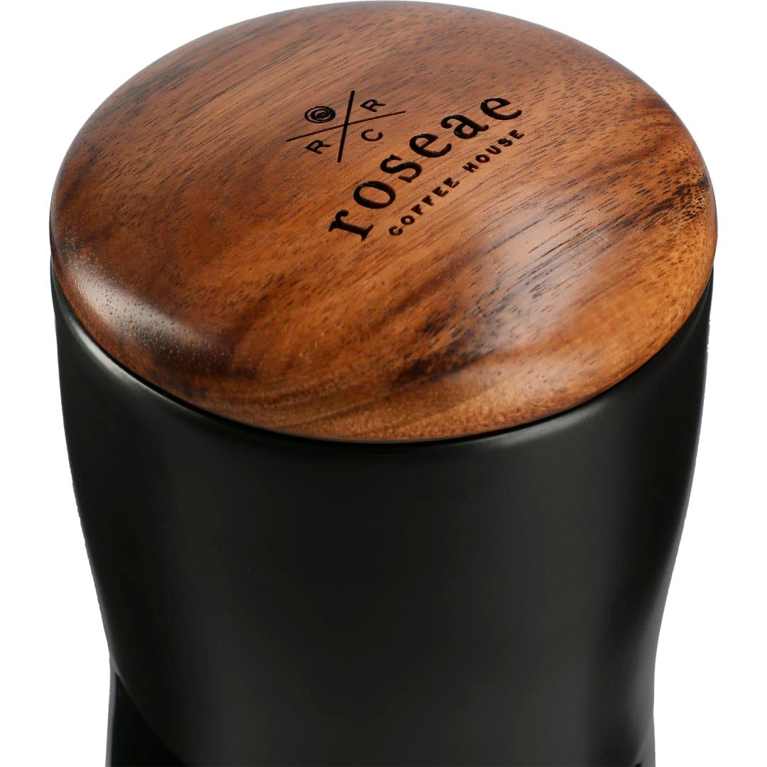 Reno double wall ceramic tumbler w/wood lid 10oz Black miniatura 7