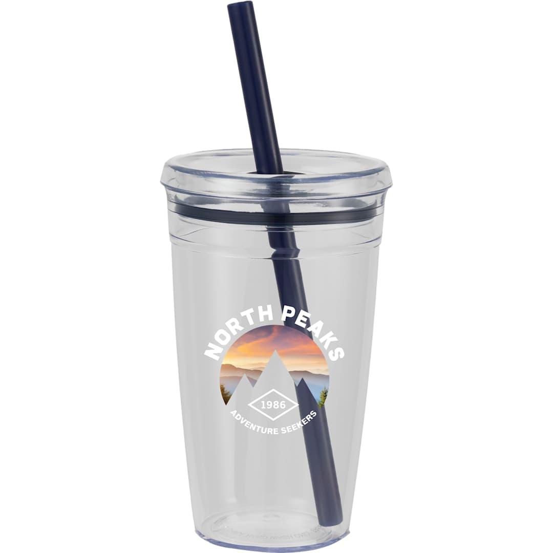 Anna recycled acrylic tumbler w/ straw 15oz Black miniatura 8