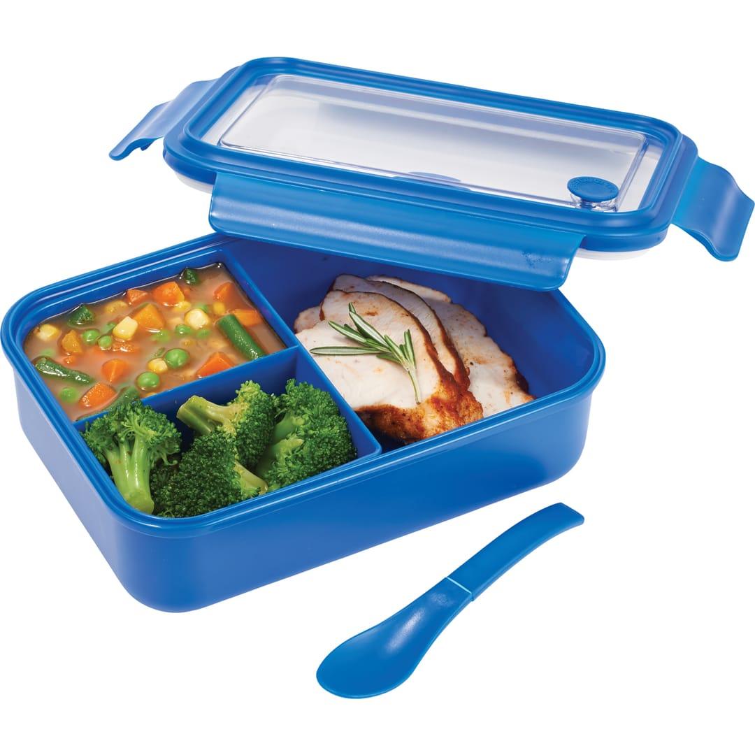 Three compartment food storage bento box Blue miniatura 12