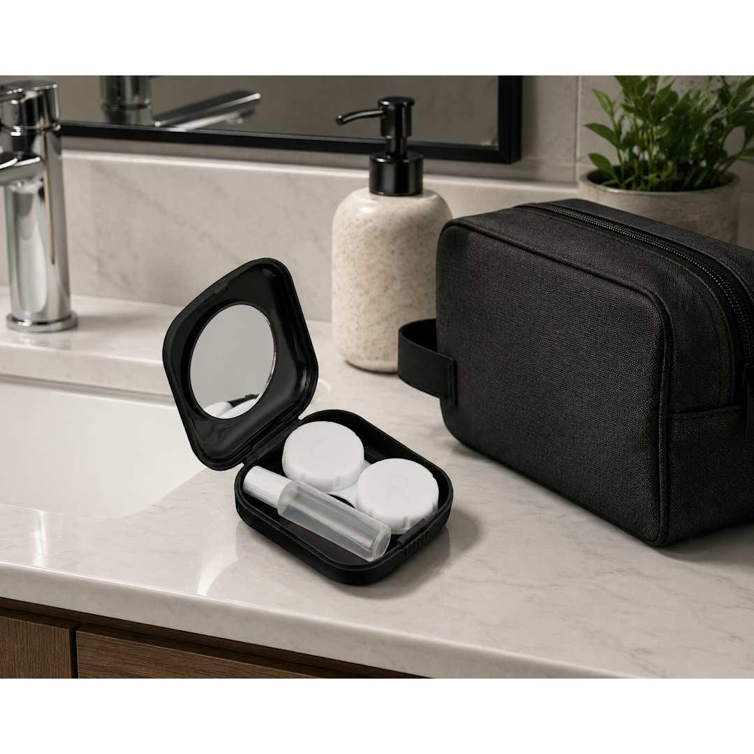 Recycled contact lens travel kit w mirror Black miniatura 8