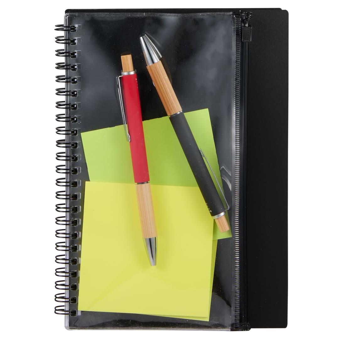 5.5 X 8.5 spiral notebook with clear pocket Black miniatura 4