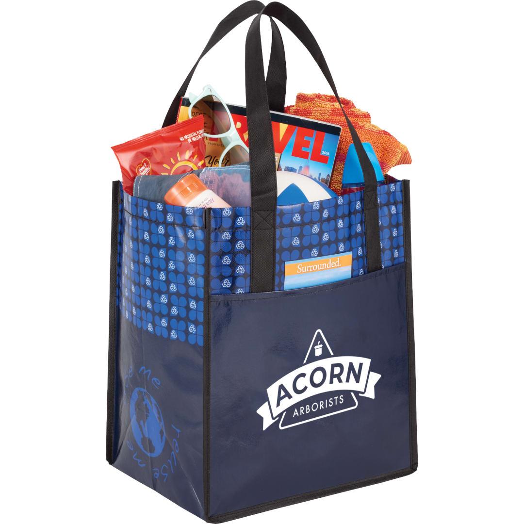 Big grocery laminated non-woven tote Black miniatura 6