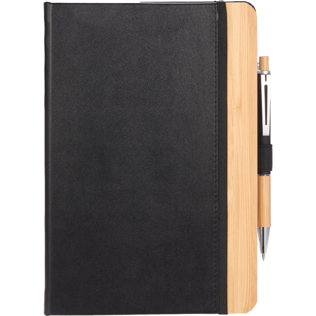 5.5 X 8.5 fsc® recycled bamboo fiber pu journal Black front