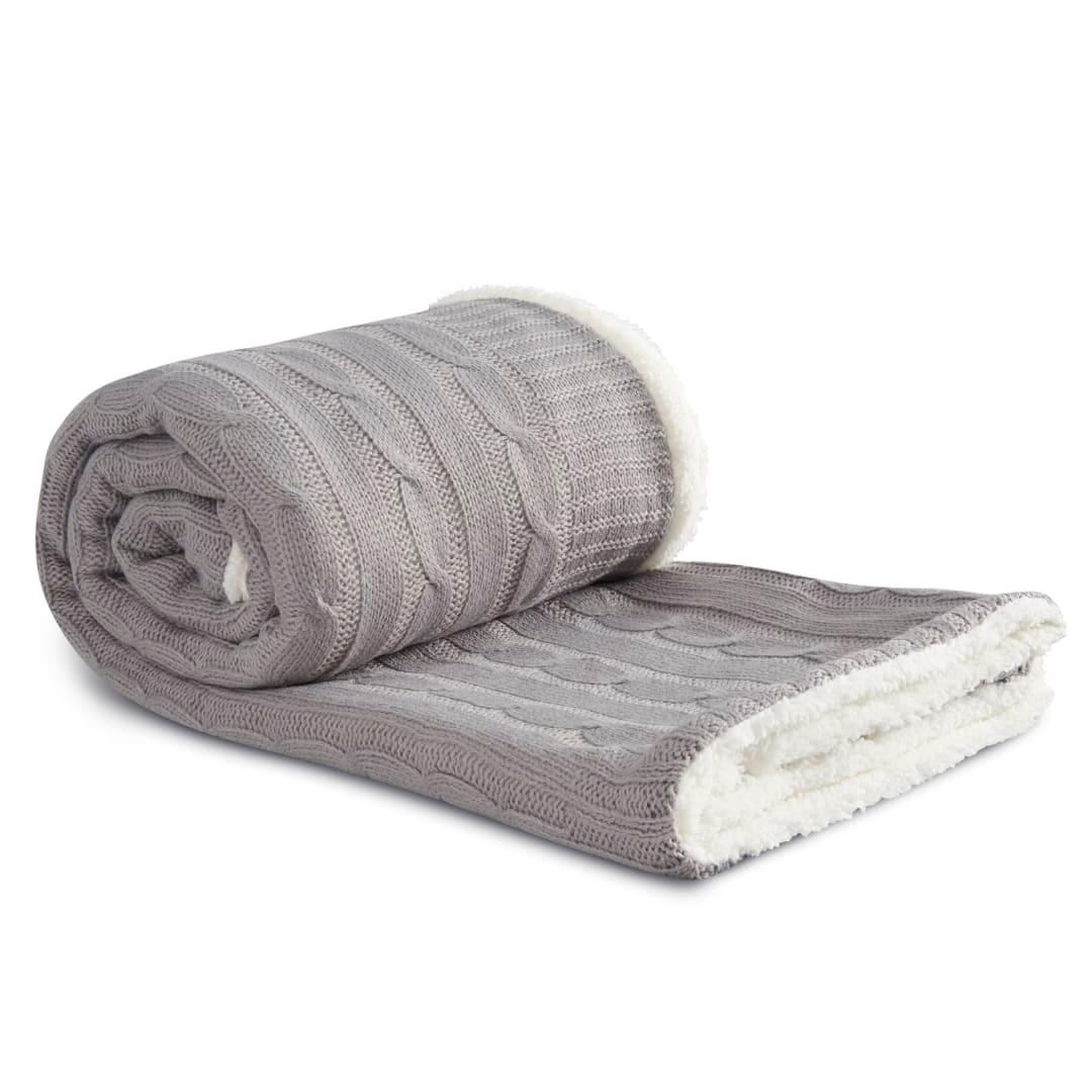 Field & co.® cable knit sherpa blanket Grey miniatura 18