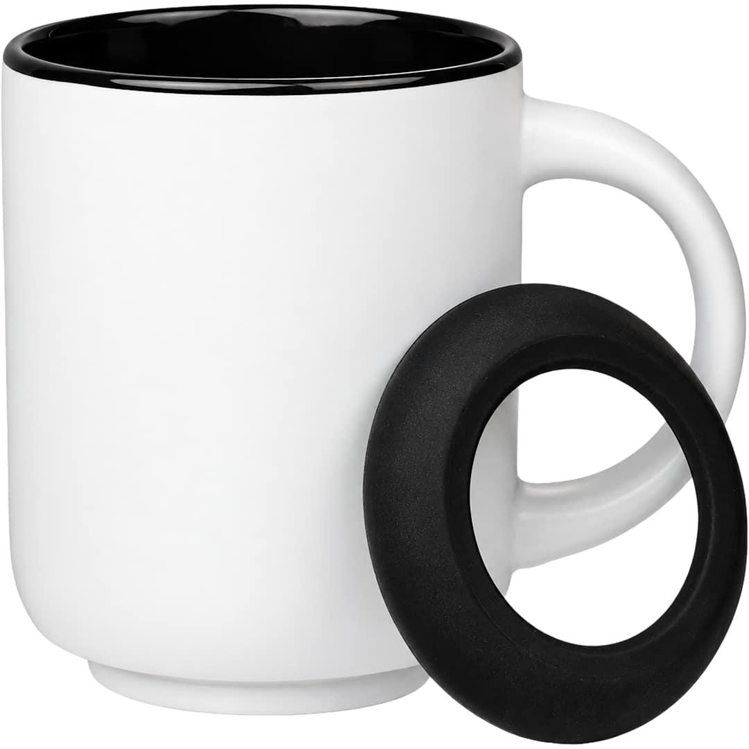 Isaac ceramic mug w/ rubber bottom 14oz White front