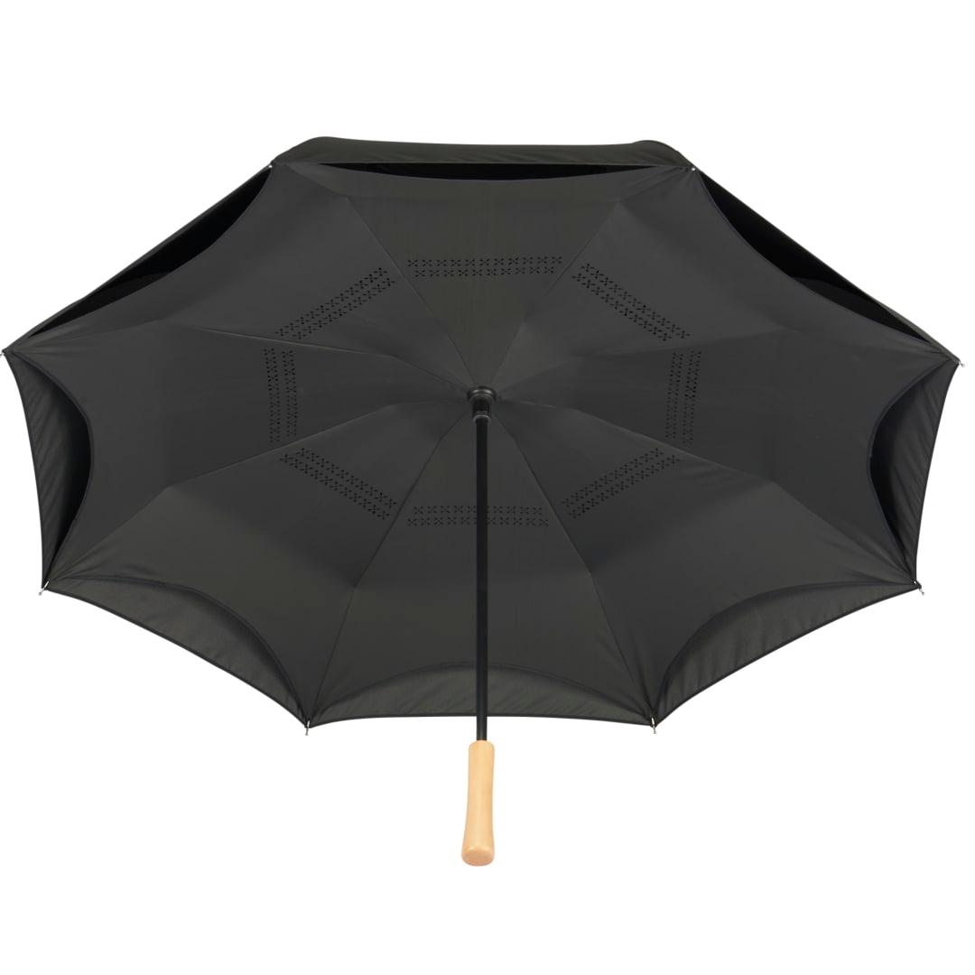 48 Recycled manual inversion umbrella Black front