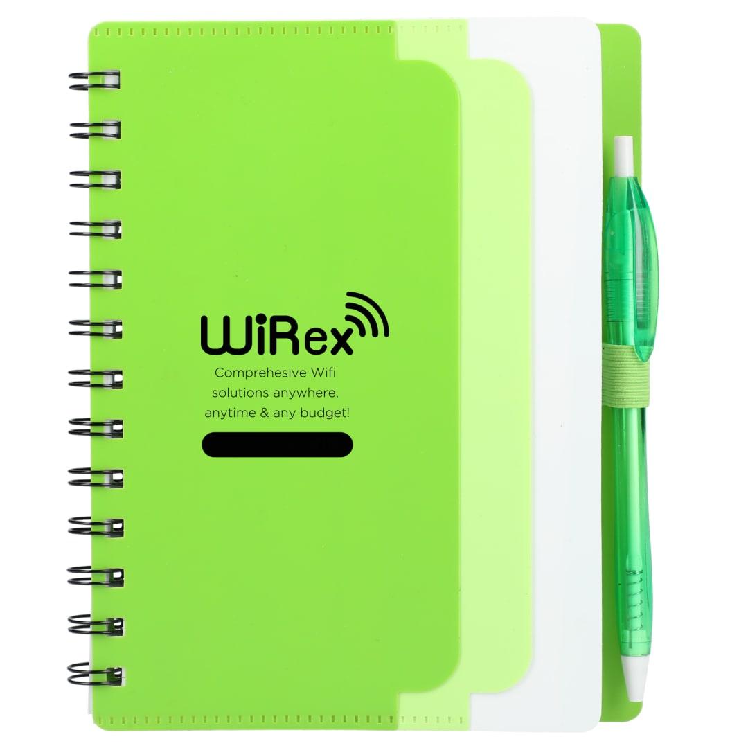 5 X 7 recycled dual pocket spiral notebook w pen Blue miniatura 12