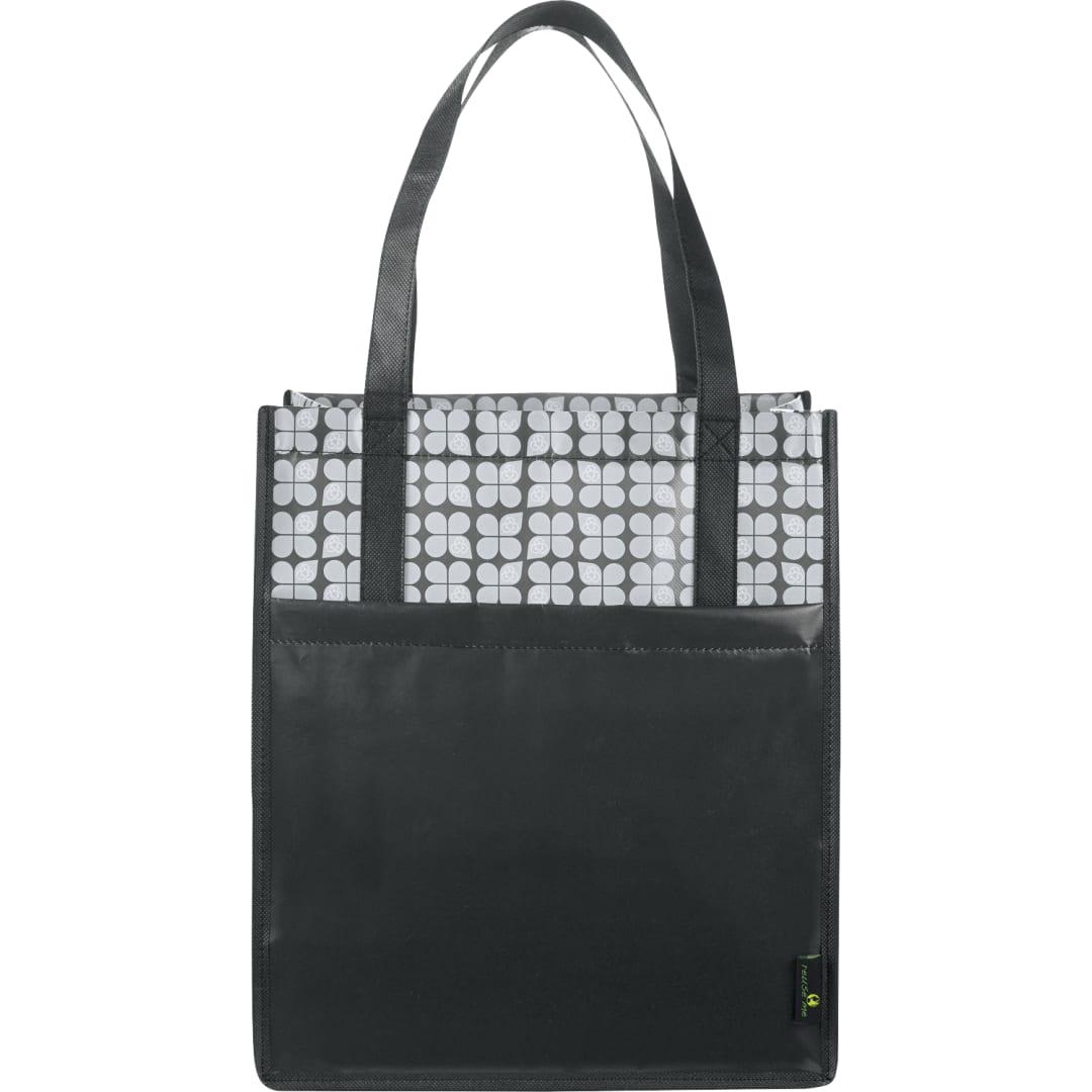 Big grocery laminated non-woven tote Black front