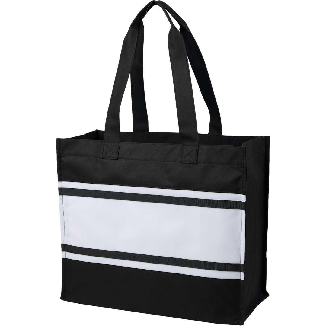 Varsity box tote Black front