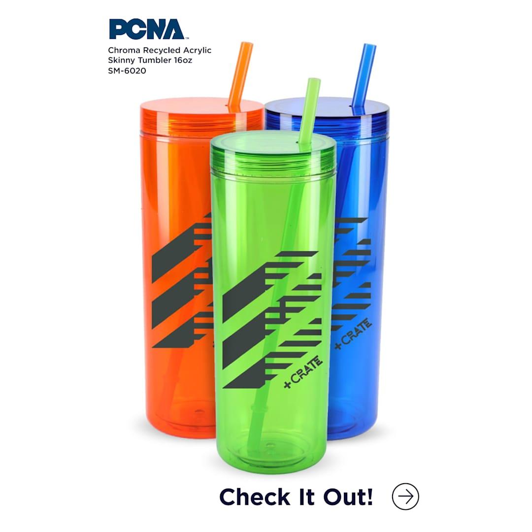 Chroma recycled acrylic straw tumbler 16oz Black miniatura 6