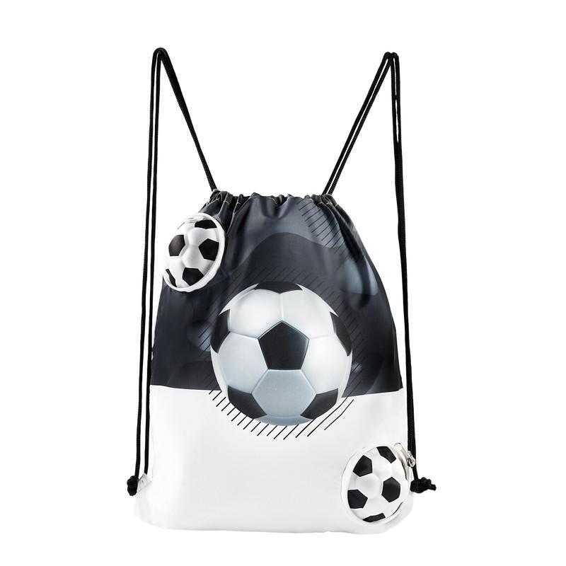 Bolsa-mochila mágica soccer BLANCO CON NEGRO front