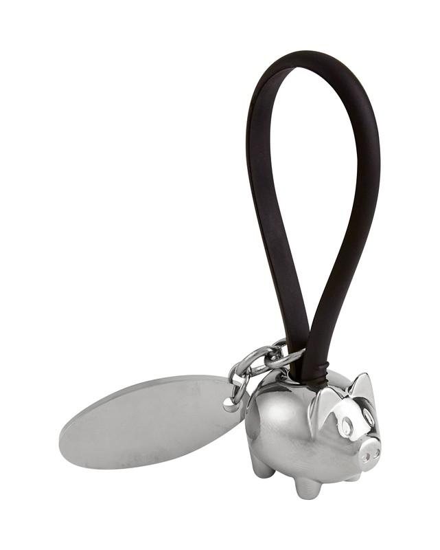Llavero puerquito con placa NEGRO front