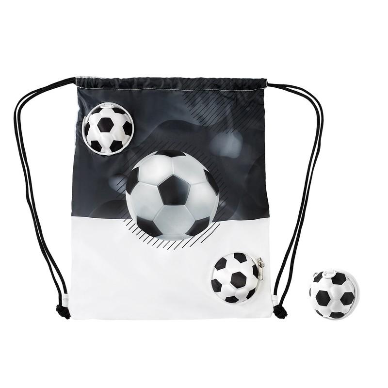 Bolsa-mochila mágica soccer BLANCO CON NEGRO miniatura 3